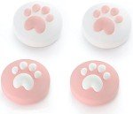 Cute Silicone Joycon Thumb Grip Caps for Nintendo Switch/OLED/Lite Console, Cute Cat Paw Shape Kawaii Silicone Joystick Cover Replacement Thumb Grip Covers for Joycon Switch Controller - Pink, 4PCS