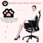 QIUODO L-Shape Cat Paw Cushion, Faux Rabbit Fur Gaming Chair Cushion Soft, Gaming Chair Pillow Kawaii Cushions for Office Desk, Comfy Plush Seat Cushion for Room Decor（Black）