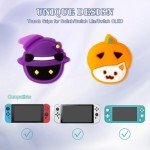 PERFECTSIGHT Switch Thumb Grips, Cute Halloween Joystick Caps for Nintendo Switch Lite/OLED, 4 PCS Kawaii Thumbstick Cover Analog Stick Button Cover for NS Joycon,Pumpkin Cats