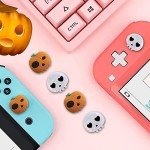 PERFECTSIGHT Switch Thumb Grips, Cute Halloween Joystick Caps for Nintendo Switch, 4 PCS Thumbstick Cover for Switch Lite, Switch OLED, Analog Stick Button Cover for NS Joycon Controller Skull Pumpkin