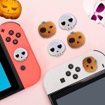 PERFECTSIGHT Switch Thumb Grips, Cute Halloween Joystick Caps for Nintendo Switch, 4 PCS Thumbstick Cover for Switch Lite, Switch OLED, Analog Stick Button Cover for NS Joycon Controller Skull Pumpkin