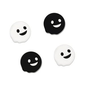 GeekShare 4PCS Cute Ghost Thumb Grip Caps,Soft Silicone Joystick Cover Compatible with Switch/OLED/Switch Lite - Black&White