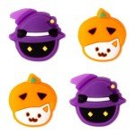 PERFECTSIGHT Switch Thumb Grips, Cute Halloween Joystick Caps for Nintendo Switch Lite/OLED, 4 PCS Kawaii Thumbstick Cover Analog Stick Button Cover for NS Joycon,Pumpkin Cats