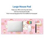 Kawaii Rabbit Strawberry Gaming Mouse Pad Extended Large Mouse Mat 31.5 X 11.8 Inch Nonslip Rubber Base Long Desk Pad Stitched Edges Mousepad Mice Pad for Office Home Game