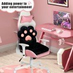 QIUODO L-Shape Cat Paw Cushion, Faux Rabbit Fur Gaming Chair Cushion Soft, Gaming Chair Pillow Kawaii Cushions for Office Desk, Comfy Plush Seat Cushion for Room Decor（Black）