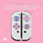 GeekShare Silicone Cross D-Pad Button Caps Set Joystick Cover - Cute ABXY Key Buttons Sticker Compatible with Switch/OLED Joy Con - Pink & Purple Skull