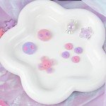 GeekShare Silicone Cross D-Pad Button Caps Set Joystick Cover - Cute ABXY Key Buttons Sticker Compatible with Switch/OLED Joy Con - Pink & Purple Skull