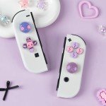 GeekShare Silicone Cross D-Pad Button Caps Set Joystick Cover - Cute ABXY Key Buttons Sticker Compatible with Switch/OLED Joy Con - Pink & Purple Skull