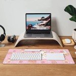 Kawaii Rabbit Strawberry Gaming Mouse Pad Extended Large Mouse Mat 31.5 X 11.8 Inch Nonslip Rubber Base Long Desk Pad Stitched Edges Mousepad Mice Pad for Office Home Game