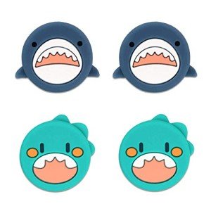 GeekShare 4PCS Cute Shark Thumb Grip Caps,Soft Silicone Joystick Cover Compatible with Switch/OLED/Switch Lite