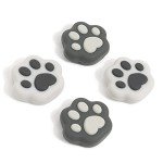GeekShare 4PCS Cat Paw Shape Thumb Grip Caps,Soft Silicone Joystick Cover Compatible with Switch/OLED/Switch Lite (Sesame Grey)