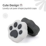 GeekShare 4PCS Cat Paw Shape Thumb Grip Caps,Soft Silicone Joystick Cover Compatible with Switch/OLED/Switch Lite (Sesame Grey)