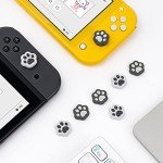 GeekShare 4PCS Cat Paw Shape Thumb Grip Caps,Soft Silicone Joystick Cover Compatible with Switch/OLED/Switch Lite (Sesame Grey)