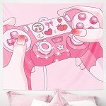 Pecfamly Cutecore Cute Pink Kawaii Anime Tapestry for Bedroom Teen Girl, Cutecore Kawaii Gamer Girl Anime Room Home Decor (59" x 51")