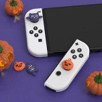 PlayVital Joystick Caps for Nintendo Switch, Thumbstick Caps for Switch Lite, Analog Cover for Switch OLED Joycon Thumb Grip Caps for Switch & Switch Lite & Switch OLED - Halloween Pumpkin Bat