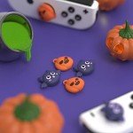 PlayVital Joystick Caps for Nintendo Switch, Thumbstick Caps for Switch Lite, Analog Cover for Switch OLED Joycon Thumb Grip Caps for Switch & Switch Lite & Switch OLED - Halloween Pumpkin Bat