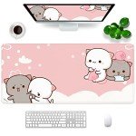 Pink Mouse Pad Cat XXL Kawaii Gaming Mouse Pad Animal Theme 35x15.7x0.12 inch Gift for Women,Pink Desk Accessories with Personalized Design for Laptop, Computer PC (Pink Cat -2)