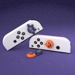 PlayVital Joystick Caps for Nintendo Switch, Thumbstick Caps for Switch Lite, Analog Cover for Switch OLED Joycon Thumb Grip Caps for Switch & Switch Lite & Switch OLED - Halloween Pumpkin Bat