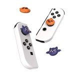 PlayVital Joystick Caps for Nintendo Switch, Thumbstick Caps for Switch Lite, Analog Cover for Switch OLED Joycon Thumb Grip Caps for Switch & Switch Lite & Switch OLED - Halloween Pumpkin Bat