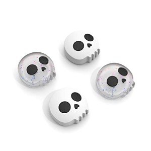 4PCS Halloween Switch Thumb Grips for Nintendo Switch Joy-Con Controller Joystick, Cute Soft Silicone Joystick Caps Cover Accessories Compatible with Nintendo Switch Joycon, Skull