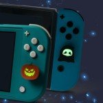 Joycon Thumb Grip Caps, NANANINO Cute Silicone Joystick Cover Compatible with Switch/OLED/Switch Lite,4PCS - Pumpkin and Ghost