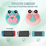 PERFECTSIGHT Frog Crab Switch Joycon Thumb Grip Caps, Kawaii Cute Animal Soft Silicone Joystick Cover Compatible with Nintendo Switch/OLED/Switch Lite Thumbstick Analog Stick Grips Button Covers