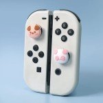 PERFECTSIGHT Cute Switch Thumb Grip Caps Compatible with Nintendo OLED/Lite Console, Kawaii Soft Silicone Analog Stick Button Cover for NS Joycon Controller, 4PCS Joystick Cap - Dog and Panda