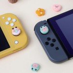 PERFECTSIGHT Frog Crab Switch Joycon Thumb Grip Caps, Kawaii Cute Animal Soft Silicone Joystick Cover Compatible with Nintendo Switch/OLED/Switch Lite Thumbstick Analog Stick Grips Button Covers