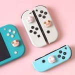 PERFECTSIGHT Cute Switch Thumb Grip Caps Compatible with Nintendo OLED/Lite Console, Kawaii Soft Silicone Analog Stick Button Cover for NS Joycon Controller, 4PCS Joystick Cap - Dog and Panda