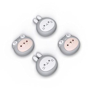 PlayVital Light Gray Joystick Caps for Nintendo Switch, Thumbstick Caps for Switch Lite, Analog Cover for Switch OLED Joycon Thumb Grip Caps for Switch/Lite/OLED - Cosplaying Kitten & Puppy