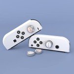 PlayVital Light Gray Joystick Caps for Nintendo Switch, Thumbstick Caps for Switch Lite, Analog Cover for Switch OLED Joycon Thumb Grip Caps for Switch/Lite/OLED - Cosplaying Kitten & Puppy
