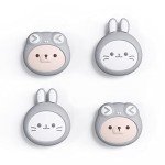 PlayVital Light Gray Joystick Caps for Nintendo Switch, Thumbstick Caps for Switch Lite, Analog Cover for Switch OLED Joycon Thumb Grip Caps for Switch/Lite/OLED - Cosplaying Kitten & Puppy