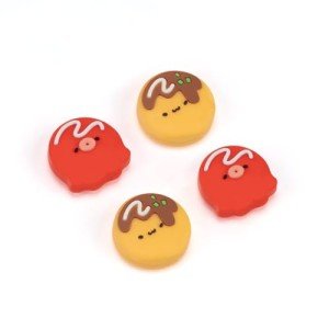 GeekShare Cute Thumb Grip Caps Compatible with Switch/OLED/Switch Lite,Soft Silicone Joystick Rocker Cover,4PCS- Takoyaki