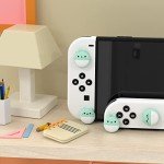eXtremeRate PlayVital Rabbit & Squirrel Cute Switch Thumb Grip Caps, Seafoam Green Joystick Caps for Nintendo Switch Lite, Silicone Analog Cover Thumbstick Grips for OLED Joycon