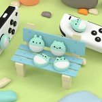 eXtremeRate PlayVital Rabbit & Squirrel Cute Switch Thumb Grip Caps, Seafoam Green Joystick Caps for Nintendo Switch Lite, Silicone Analog Cover Thumbstick Grips for OLED Joycon