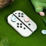 GeekShare Cute Silicone Joy Con Thumb Grip Caps, Joystick Cover Compatible with Switch/OLED/Switch Lite,4PCS - Dinosaur & Axolotl