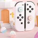 BelugaDesign Donut Ice Cream Thumb Grips | Cute Kawaii Food Cupcake Pink Blue Pastel Joystick Cap | Compatible with Nintendo Switch Standard Joycon Lite OLED