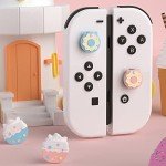 PERFECTSIGHT Cute Switch Thumb Grip Caps Compatible with Nintendo Switch OLED/Lite Console, Kawaii Soft Silicone Analog Stick Button Cover for Ns Joycon Controller, 4PCS Joystick Cap, Donut & Cupcake