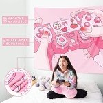 Pecfamly Cutecore Cute Pink Kawaii Anime Tapestry for Bedroom Teen Girl, Cutecore Kawaii Gamer Girl Anime Room Home Decor (59" x 51")