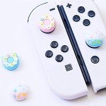 BelugaDesign Donut Ice Cream Thumb Grips | Cute Kawaii Food Cupcake Pink Blue Pastel Joystick Cap | Compatible with Nintendo Switch Standard Joycon Lite OLED