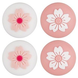 GORGECRAFT 4Pcs 2 Styles Silicone Joycon Thumb Grip Caps Cute Kawaii Soft Round Flower Thumbstick Joystick Rocker Button Cover Replacement Compatible with Switch 0.67x0.67inch