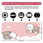 Pink Mouse Pad Cat XXL Kawaii Gaming Mouse Pad Animal Theme 35x15.7x0.12 inch Gift for Women,Pink Desk Accessories with Personalized Design for Laptop, Computer PC (Pink Cat -2)