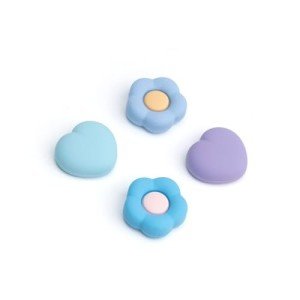 GeekShare Silicone Joy Con Thumb Grip Caps, Joystick Cover Compatible with Switch/OLED/Switch Lite,4PCS - Heart & Flower (Blue&Purple)