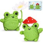 Crochetta Crochet Kit for Beginners, Beginner Crochet Animal Kits for Adults with Step-by-Step Video Tutorials, DIY Knitting & Crocheting Craft Hobbies Supplies, 2 Pack Frog Amigurumi(40%+ Yarn)