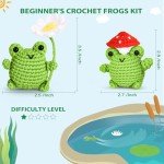 Crochetta Crochet Kit for Beginners, Beginner Crochet Animal Kits for Adults with Step-by-Step Video Tutorials, DIY Knitting & Crocheting Craft Hobbies Supplies, 2 Pack Frog Amigurumi(40%+ Yarn)