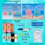 Crochetta Crochet Kit for Beginners, Amigurumi Crocheting Animals Kits w Step-by-Step Video Tutorials, Knitting Starter Pack for Adults and Kids, Jumbo 2 Octopus Familly (40%+ Yarn Content)