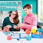 Crochetta Crochet Kit for Beginners, Amigurumi Crocheting Animals Kits w Step-by-Step Video Tutorials, Knitting Starter Pack for Adults and Kids, Jumbo 2 Octopus Familly (40%+ Yarn Content)