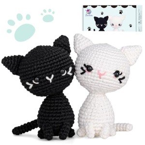 Crochet Kit for Beginners, Crochet Starter Kit with Step-by-Step Video Tutorials, Crochet Animal Kits for Adults Kids, DIY Craft Supplies (Magical Cats)