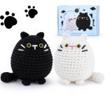 Crochet Kit for Beginners-2PCS Cat Crochet Kits for Adults Kids, Crochet Starter Kit with Step-by-Step Video Tutorials, Crochet Animals Kits DIY Craft Knitting Kit Learn to Crochet Kits for Adults