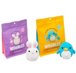 The Woobles Beginners Crochet Kit with Easy Peasy Yarn as seen on Shark Tank Bundle - with Step-by-Step Video Tutorials - Pierre The Penguin and JoJo The Bunny